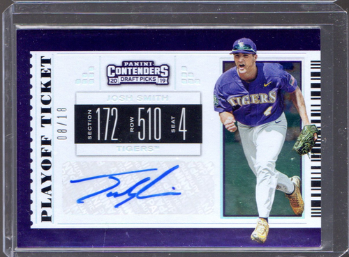 JOSH SMITH 2019 Panini Contenders Draft Picks Purple /18 LSU Texas Rangers