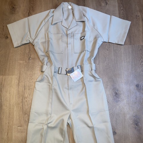 NEW Mens Jumpsuit One Piece Leisure suit Polyester Small Short Tan Vtg 60s 70s - Picture 9 of 19
