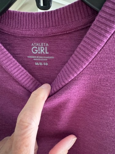 Athleta Girl - Size Medium 8-10 Pullover Long Sleeve Burgundy Maroon Crewneck - Picture 7 of 8