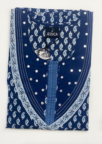 Women Large Size Pure Cotton Sleepwear 44" Night Gown Cotton Embroidered Nighty - Picture 5 of 16