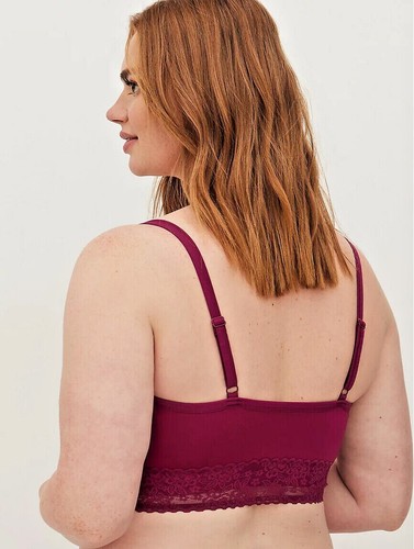 BNWT Torrid Plus Size 3(22/24) Magenta Lightly Lined Seamless Lace Band Bralette - Picture 3 of 10