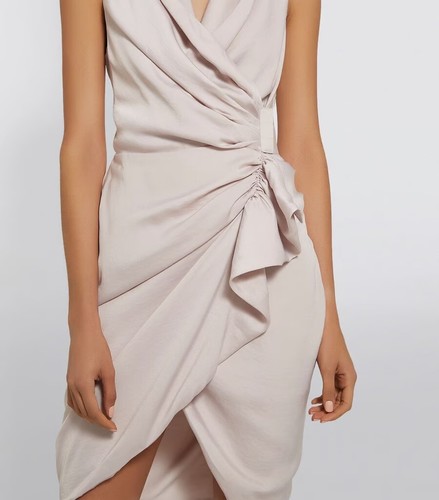 AllSaints ärmelloses drapiertes Wickelkleid mit Rüschen Cancity Damengröße 4 braun - Bild 3 von 21