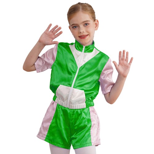 Kids Girls Suit Hip Hop Outfit Modern Set 80s Activewear Team Competition Jazz - Picture 19 of 56