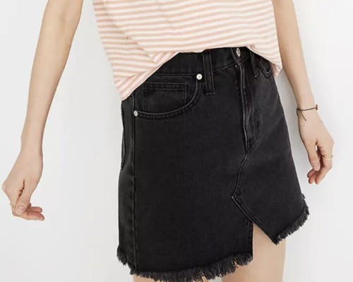 Mini Skirt Black Jean Raw Hem SIze 
