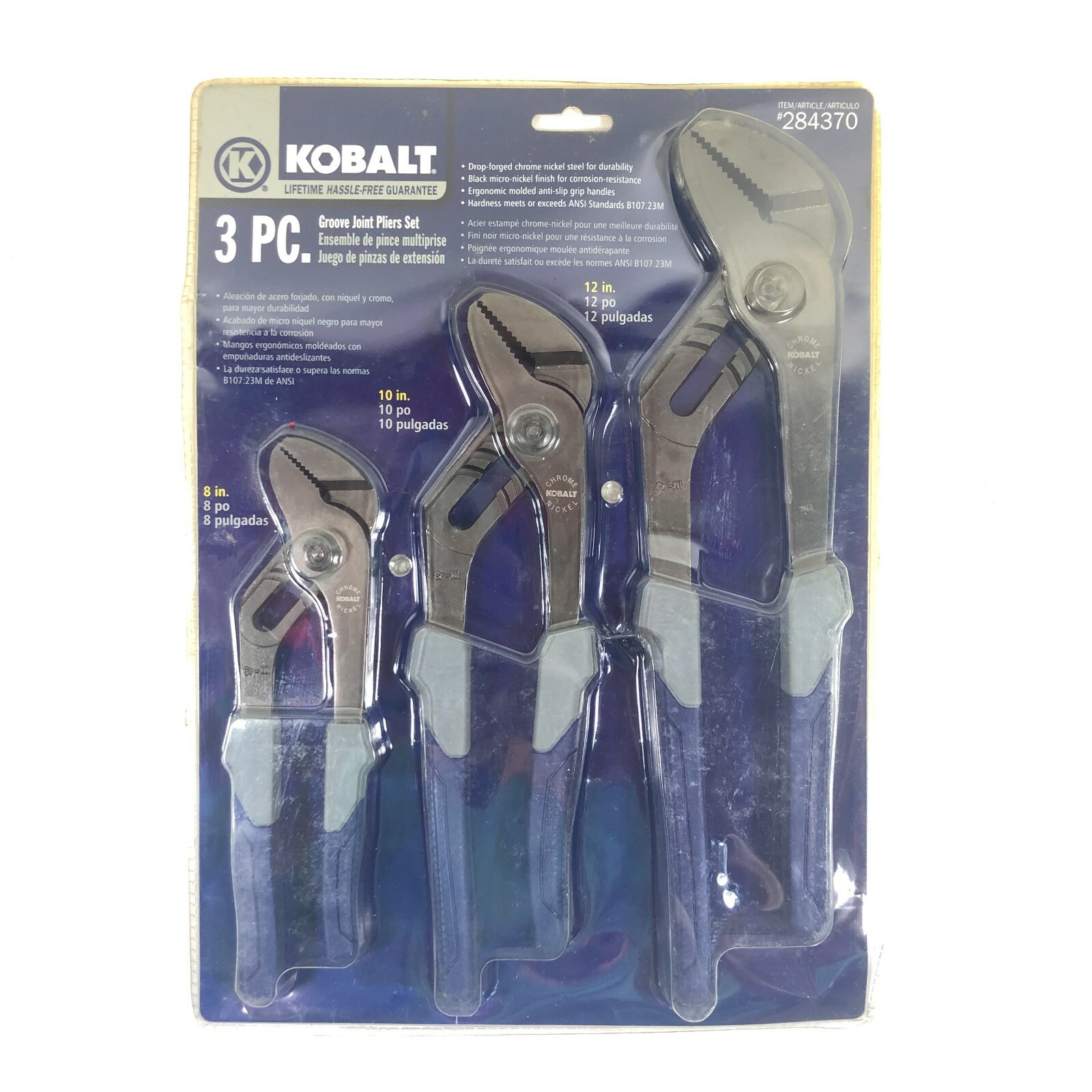 KOBALT GROOVE JOINT PLIER SET 3pack 8 in 10 in 12 in Channel Lock