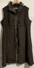 Maine New England Brown Faux Fur Lining Faux Suede Outer Coat Size 18