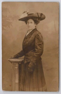 RPPC Lovely Victorian Woman Lydia 1910 Studio Photo Postcard E36