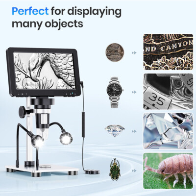 TOMLOV DM9 LCD Coin Digital Microscope 1200x Soldering Magnifier w/ Remote 7 in