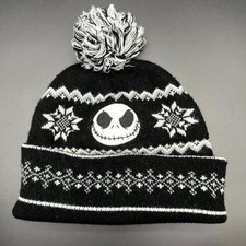 Disney Hat Mens OS Black Beanie Cap Tim Burton's The Nightmare Before Christmas