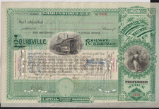 Louisville Railway Railroad Stock Certificate Issued Green