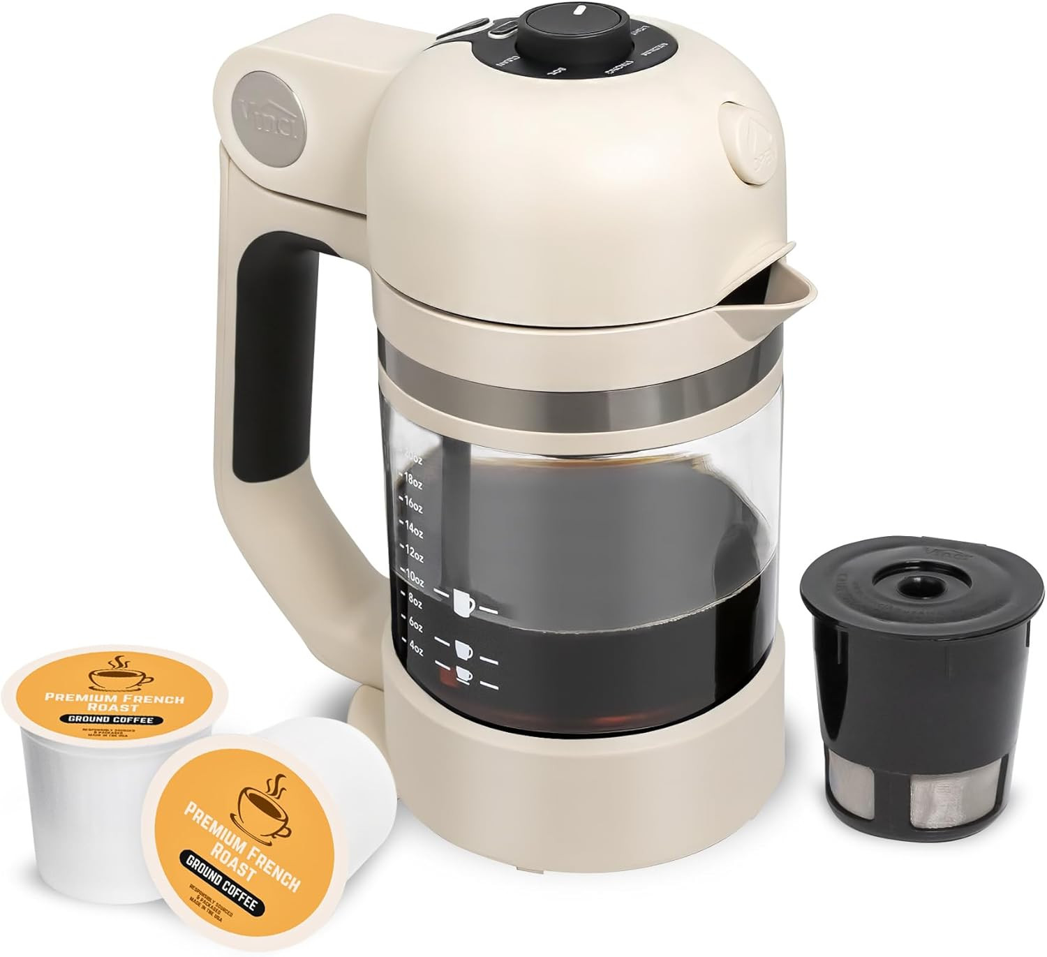 K-cup Compatible Glass Carafe White