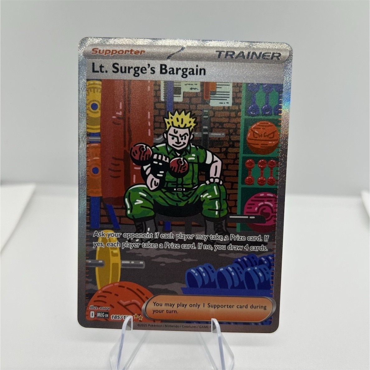 Pokemon TCG Lt. Surge's Bargain 185/132 ME01 Mega Evolution Full Art Holo