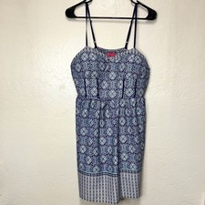 Up by Ultra Pink Womens Navy Blue Sleeveless Skater Dress Size Large Padded