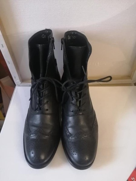 Women Gabor Boots Black Leather 38 #7TJQ