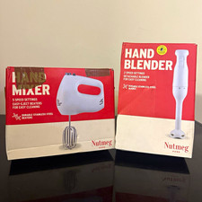 Nutmeg Home Handheld Blender White 2-Speed Detachable Stainless Steel Stick