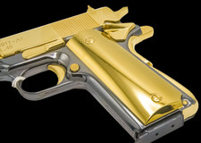 Pair Of Luxury 24k Gold 1911 Pistol Grips Full Size - 38 45 Commander - Colt Pair Of Luxury 24k Gold 1911 Pistol Grips Full Size - 38 45 Commander - Colt