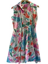 Jonathon Summers Sydney Vintage Floral Pleated Midi Button Up Cottage Dress S 14