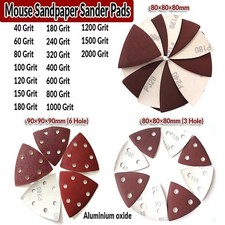 DELTA SANDING SHEETS 80/90mm DETAIL SANDER PADS TRIANGLE PALM MOUSE 40-2000 Grit