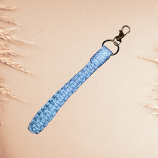 Boho Blue Macrame Wristlet  Bronze Clip  Multi-Functional  Handmade  Gift