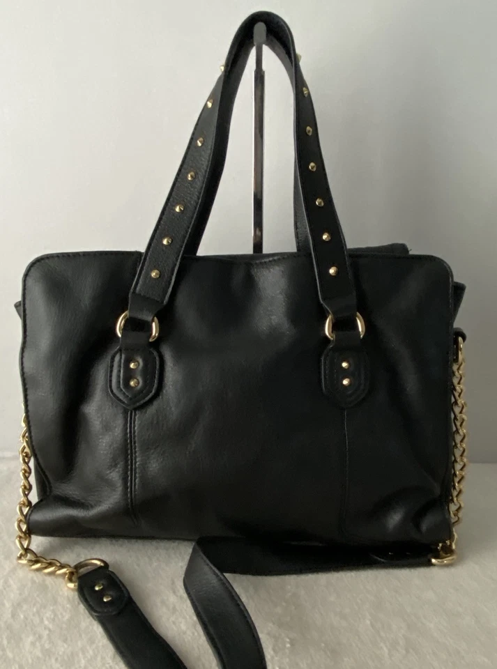 Aimee Kestenberg Leather Studded Hobo Shoulder Bag Tote Black Soft - Image 2 of 4