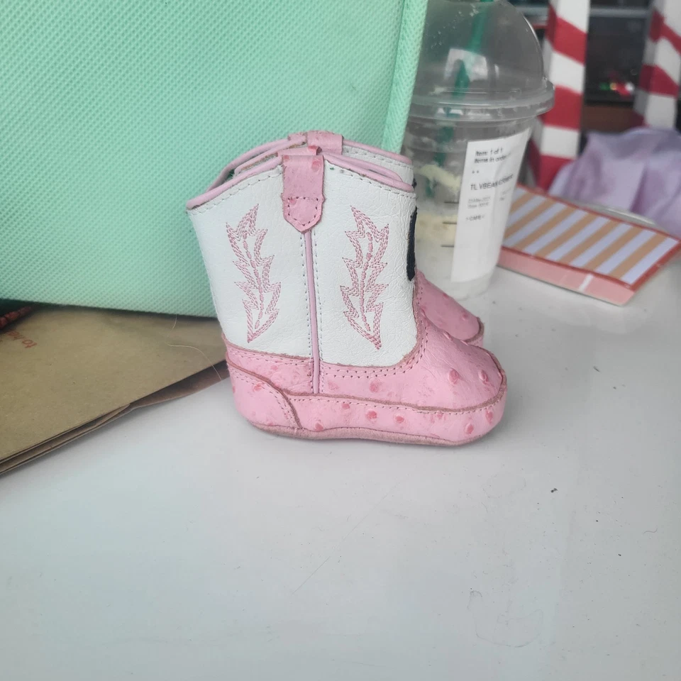 John Deere Pink Johnny Poppers Baby Girls Infant Boots Leather Size 0  - Image 3 of 4