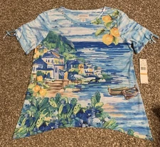 Alfred Dunner Women's Top S Small Cool Vibrations Embellished Blouse NWT