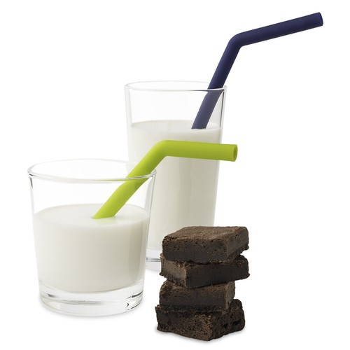 U Konserve Silicone Straws, Set of 2, Lime & Navy
