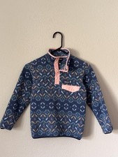Patagonia Jacket Kids 7-8 Blue Fleece Synchilla Snap-T Pullover Geometric Print