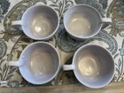 Frankoma Pottery 45c Soup Mug with Handle Set Of 4 White With Crackle Glaze