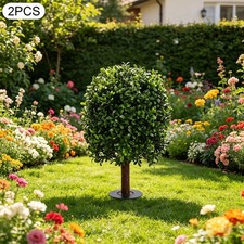  2 Pcs Artificial Greenery Plants Outdoor Fake Boxwood Bush Plants Faux Tree