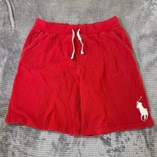 Polo Ralph Lauren Boys Red Cotton Knit Shorts Big Pony Size L 28X8.