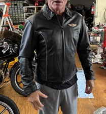Original Harley Davidson 100th Anniversary Black Leather Jacket Size Large