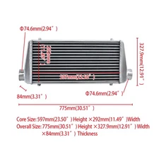 GPI FMIC Aluminum Turbo Intercooler Universal 3" 76mm Inlet/Outlet 30"x12" x3"