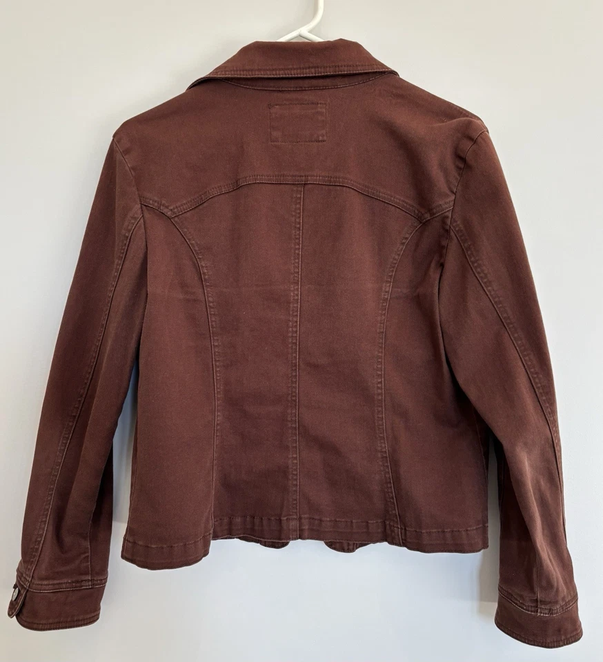 A.M.I. Women’s Brown Denim Jacket Size L – Stretch Cotton Jean Style - Image 2 of 4