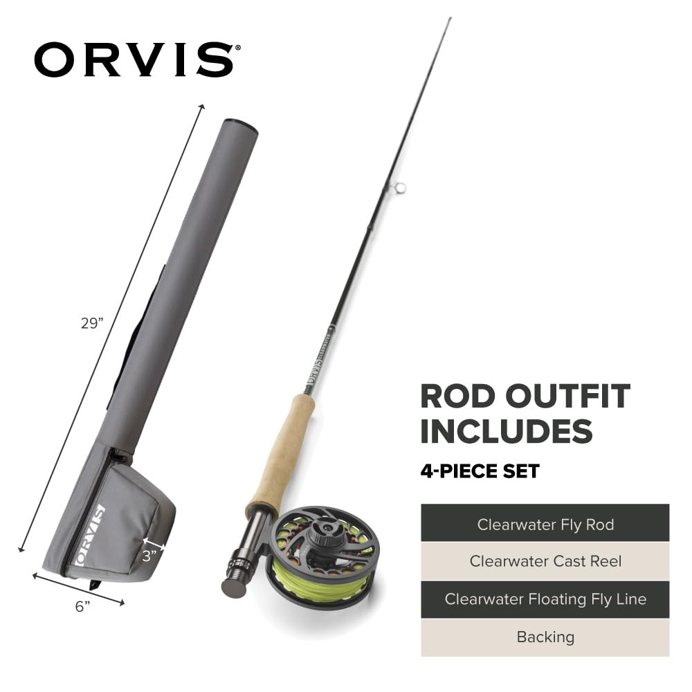 Orvis Clearwater Fly Rod Outfit  Fishing Rod and Reel Combo with Black Chrome...
