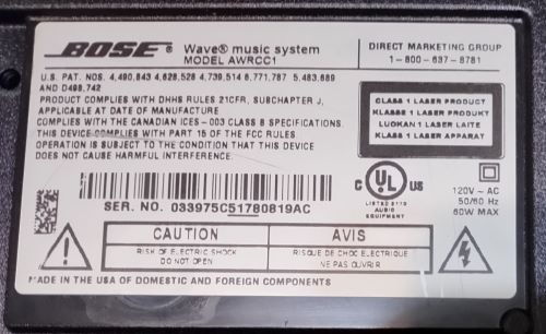 Vintage BOSE Wave Music System, BLACK, Model AWRCC1 - Picture 4 of 4