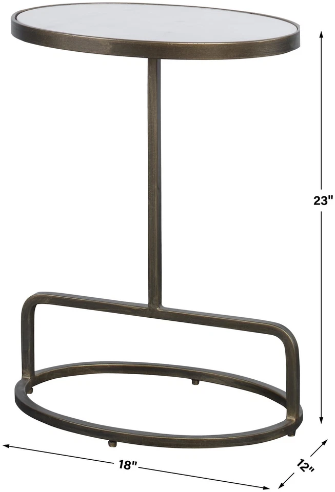 Uttermost 25135 Jessenia 18"W Marble and Metal Accent Table - Brushed Gold / - Image 4 of 4