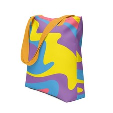 Spacious Abstract Print Tote Bag: 100 Polyester, Cotton Handles