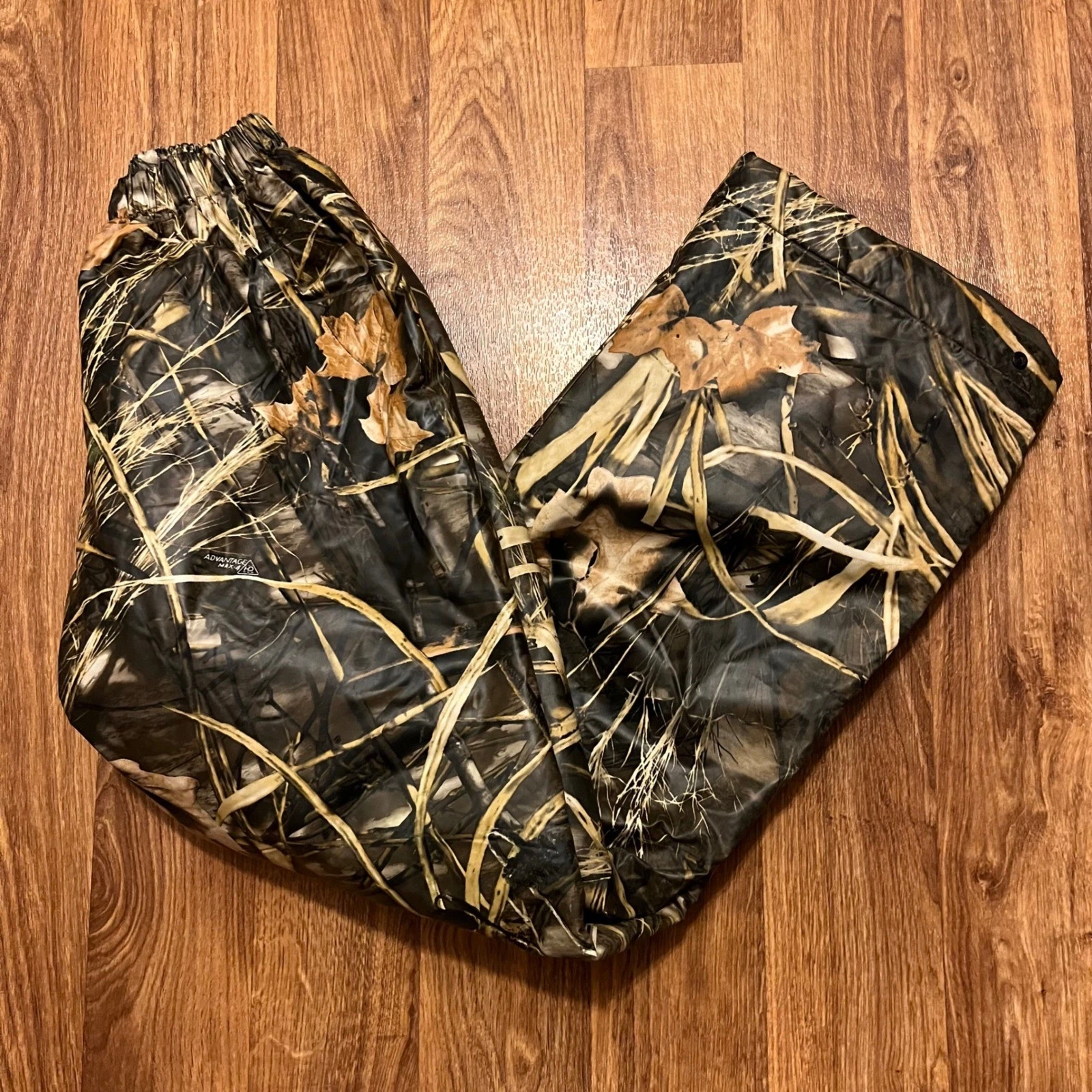 Vintage Camouflage Rain Pants Men XL Outdoor Advantage Max 4 Waterproof Hunting