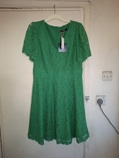 VERY..GREEN LACE ..FIT N FLARE DRESS..SIZE 16..BNWT
