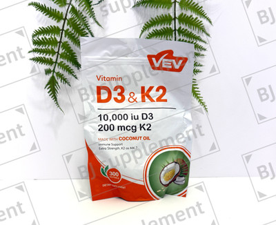 VEV Vitamin D3 K2 10000 IU D3 200mcg K2 with MK7 Supports Bone and Teeth Heal...