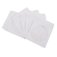 100 Pack Premium White Paper CD DVD Sleeves Envelope with Window Cut Out and ...