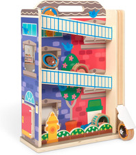 Melissa Doug GO Tots Wooden Town House Tumble with 6 Disks - FSC Certified