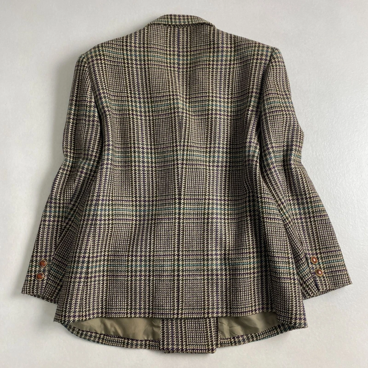 Conjunto de traje de lana a cuadros vintage de Burberrys marrón blanco etiqueta talla M W4540