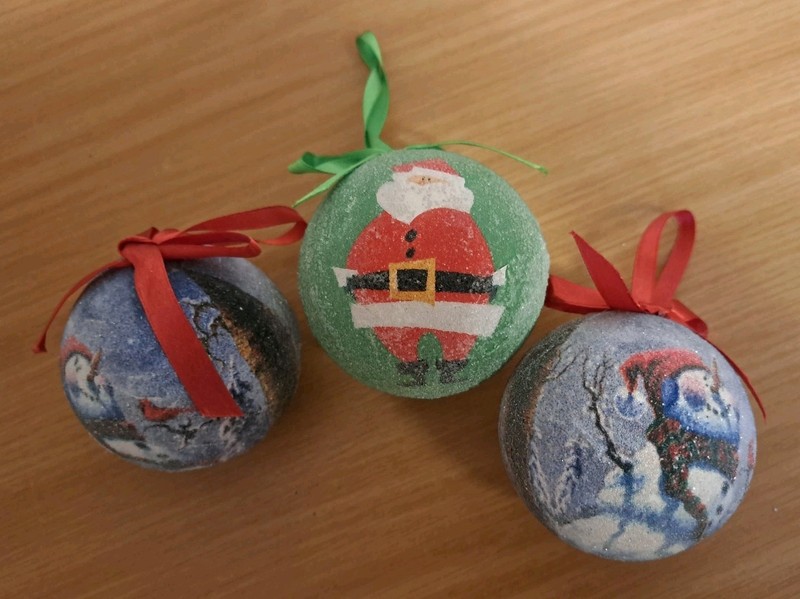 Lot Of 3 Vintage Sugared Christmas Ornaments Sugar Coated Snowman Santa 3" 