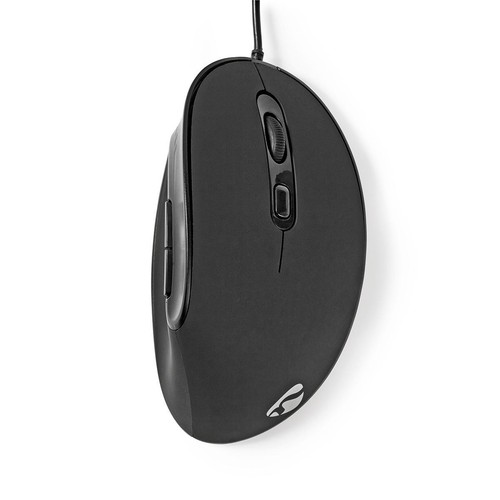 Nedis, Ergonomische Maus für Rechtshänder, 3600dpi, 6 Tasten, 1,60m, Schwarz - Bild 2 von 7