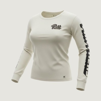 47 Brand Pitt Panthers Womens Long Sleeve Tee Sandstone Cream Small CC042PWNFLL