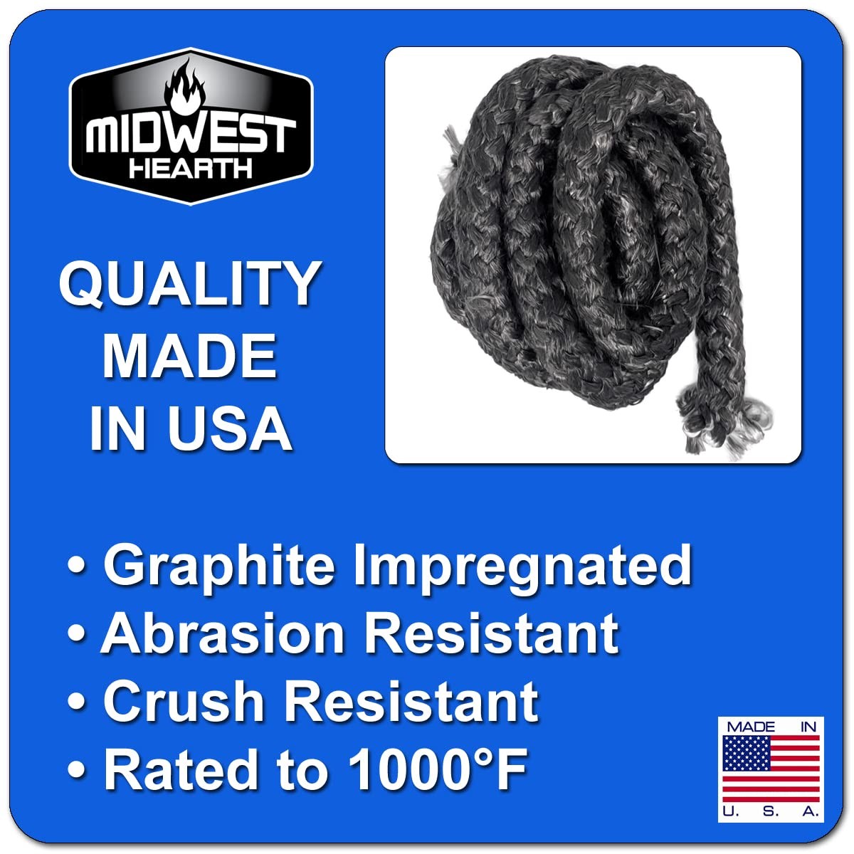 Midwest Hearth Wood Stove Gasket Kit - Graphite Fiberglass 3/4 x 84