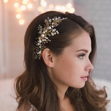Wedding Bridal Bridesmaids Flower Girl Crystal and Pearl Side Hair Comb Slide...