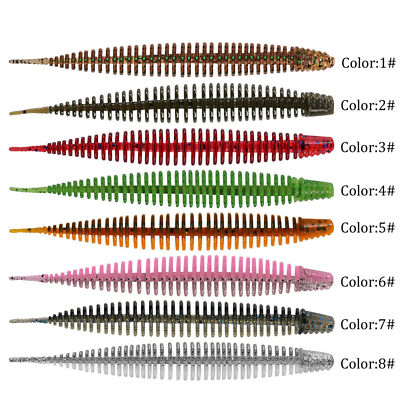 6Pcs 4.33in Tanta Grub Worm Tail LRF Soft Plastic Fishing Lure Bait Bass Wrasse